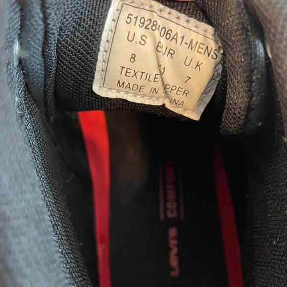 Levi black white canvas high stop fashion sneakers vans style mens size 8 - Picture 9 of 9